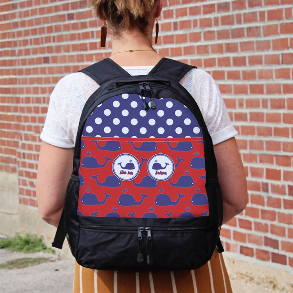 Whale Large Backpack - Black - On Back