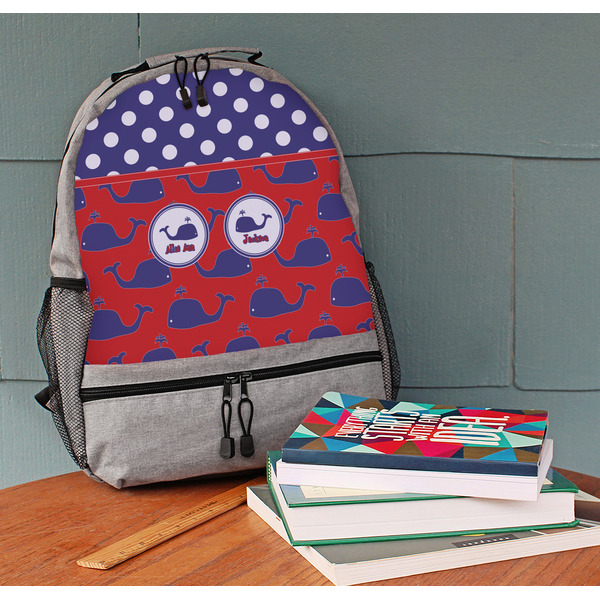 Whale Large Backpack - Gray - On Desk