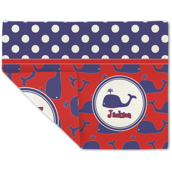 Custom Whale Double-Sided Linen Placemat - Single w/ Name or Text