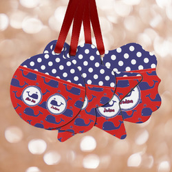Whale Metal Ornaments - Double Sided w/ Name or Text