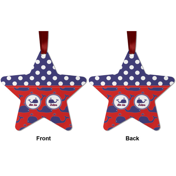 Whale Metal Star Ornament - Front and Back