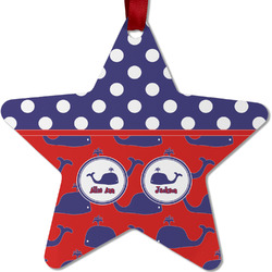 Whale Metal Star Ornament - Double Sided w/ Name or Text