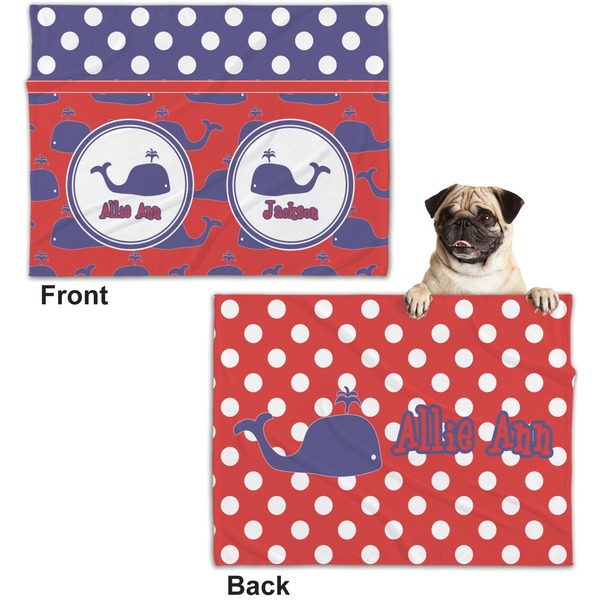Whale Microfleece Dog Blanket - Regular - Front & Back