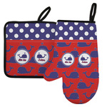 Whale Left Oven Mitt & Pot Holder Set w/ Name or Text