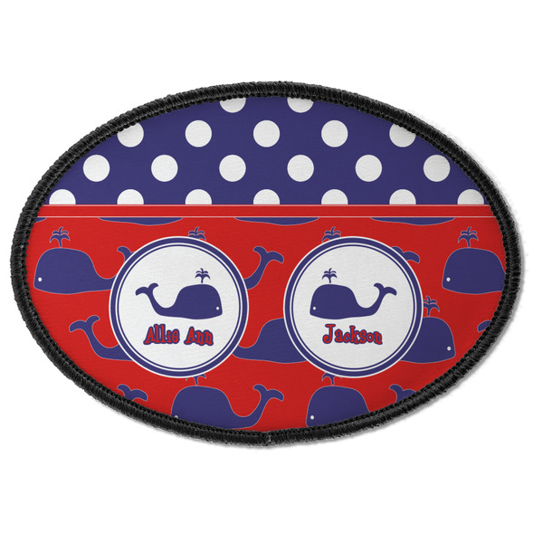 Custom Whale Iron On Oval Patch w/ Name or Text
