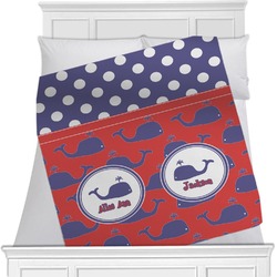 Whale Minky Blanket - Twin / Full - 80"x60" - Double Sided (Personalized)