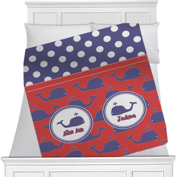 Custom Whale Minky Blanket - Twin / Full - 80"x60" - Single Sided (Personalized)