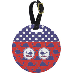 Whale Plastic Luggage Tag - Round (Personalized)