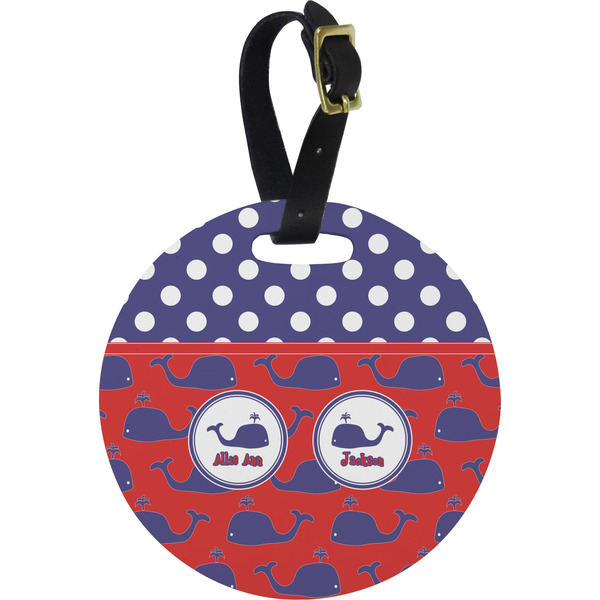 Custom Whale Plastic Luggage Tag - Round (Personalized)
