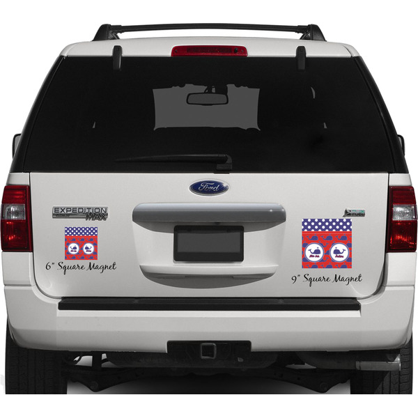Whale Personalized Square Car Magnets on Ford Explorer