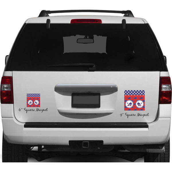 Whale Personalized Square Car Magnets on Ford Explorer