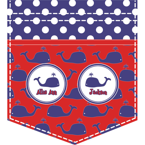 Custom Whale Iron On Faux Pocket (Personalized)