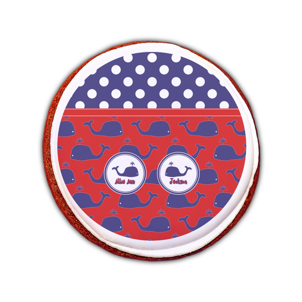 Whale Printed Icing Circle - Small - On Cookie