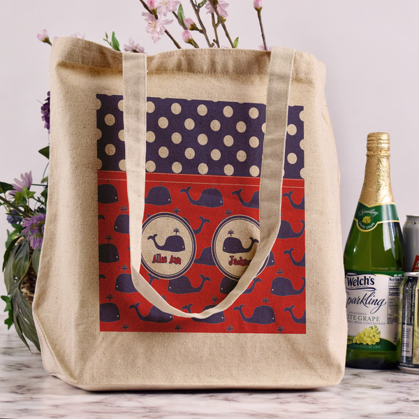 Whale Reusable Cotton Grocery Bag - In Context