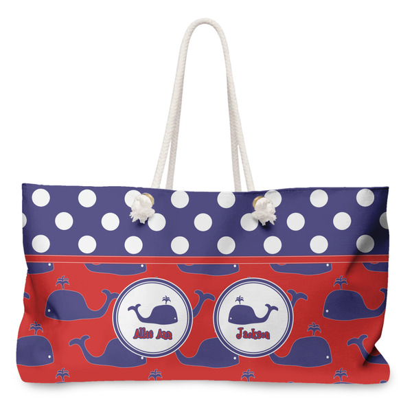 Custom Whale Large Tote Bag with Rope Handles (Personalized)