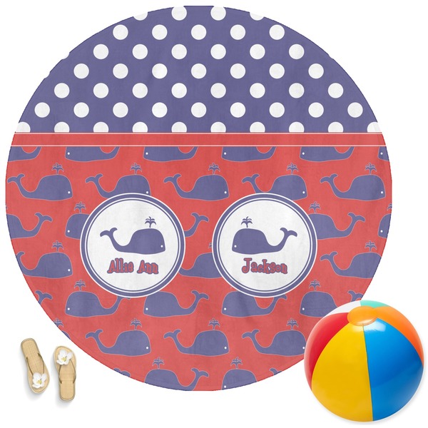 Custom Whale Round Beach Towel (Personalized)