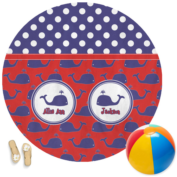 Custom Whale Round Beach Towel (Personalized)