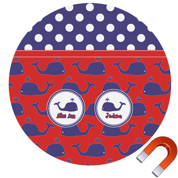 Custom Whale Round Car Magnet - 6" (Personalized)