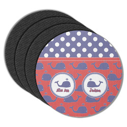 Whale Round Rubber Backed Coasters - Set of 4 (Personalized)