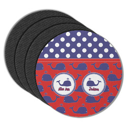 Whale Round Rubber Backed Coasters - Set of 4 (Personalized)