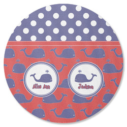 Whale Round Rubber Backed Coaster (Personalized)