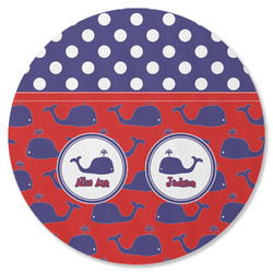 Whale Round Rubber Backed Coaster (Personalized)