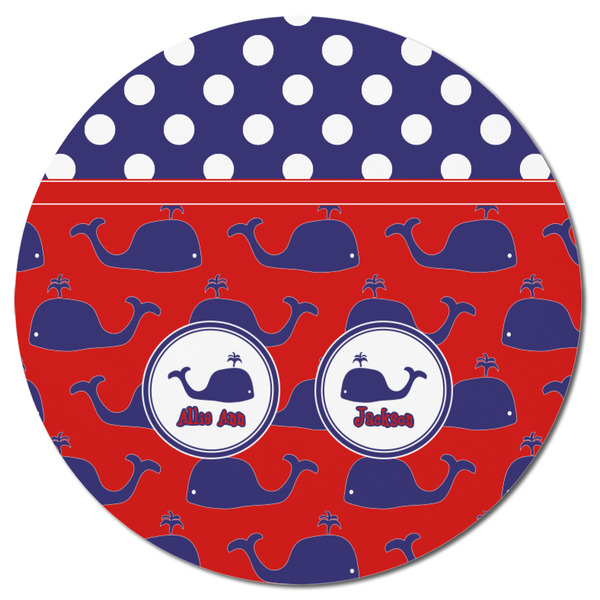 Whale Round Fridge Magnet - FRONT