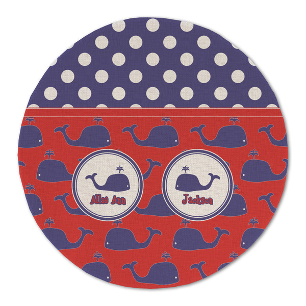 Whale Round Linen Placemats - FRONT (Double Sided)