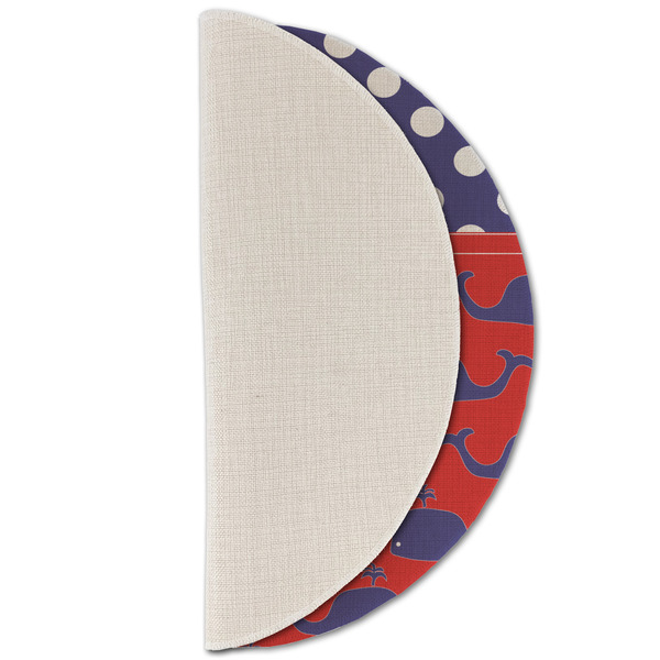 Whale Round Linen Placemats - HALF FOLDED (single sided)