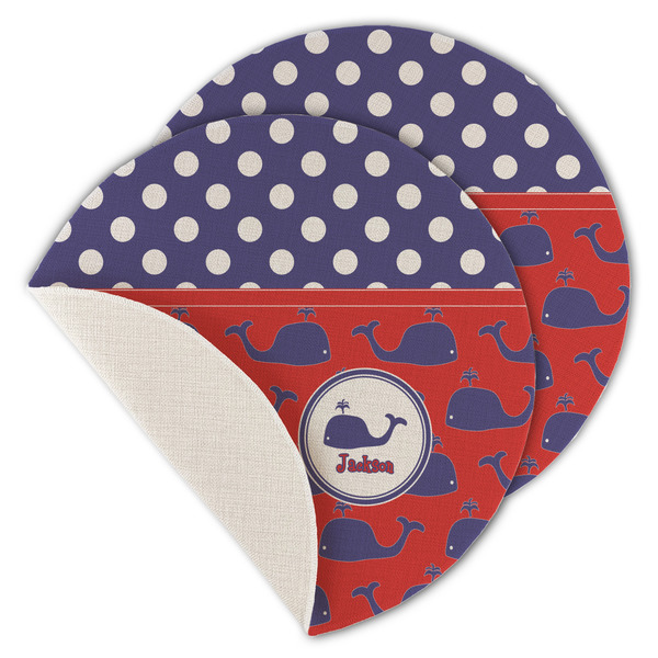 Custom Whale Round Linen Placemat - Single Sided - Set of 4 (Personalized)