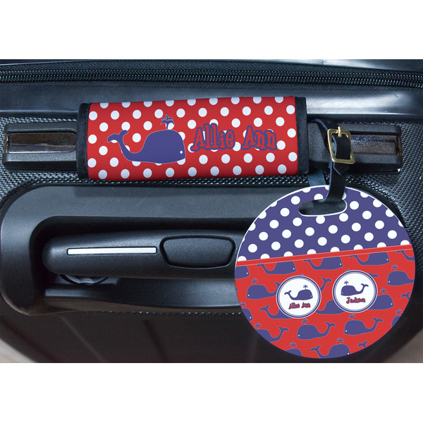 Whale Round Luggage Tag & Handle Wrap - In Context