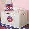 Whale Round Wall Decal on Toy Chest