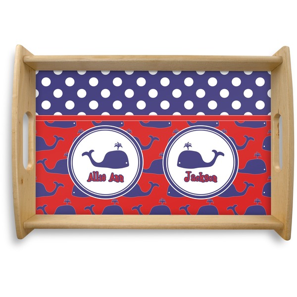Custom Whale Natural Wooden Tray - Small (Personalized)