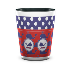 Whale Ceramic Shot Glass - 1.5 oz - Two Tone - Set of 4 (Personalized)