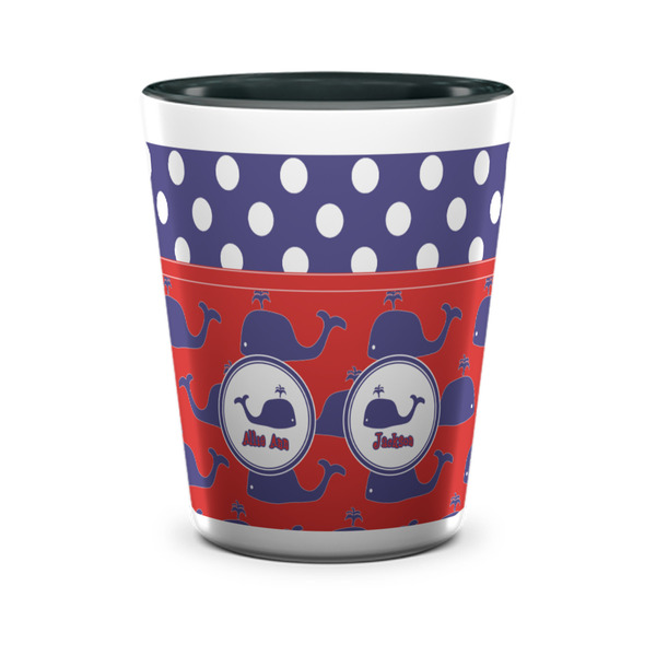 Custom Whale Ceramic Shot Glass - 1.5 oz - Two Tone - Set of 4 (Personalized)