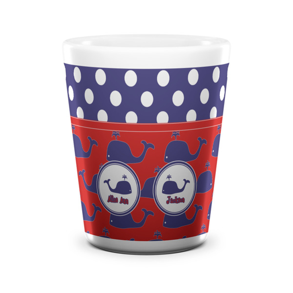 Custom Whale Ceramic Shot Glass - 1.5 oz - White - Set of 4 (Personalized)