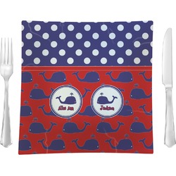 Whale 9.5" Glass Square Lunch / Dinner Plate- Single or Set of 4 (Personalized)