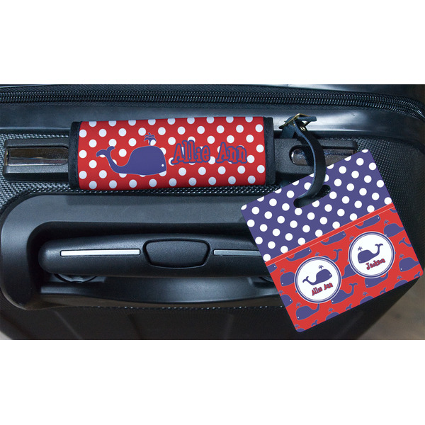 Whale Square Luggage Tag & Handle Wrap - In Context