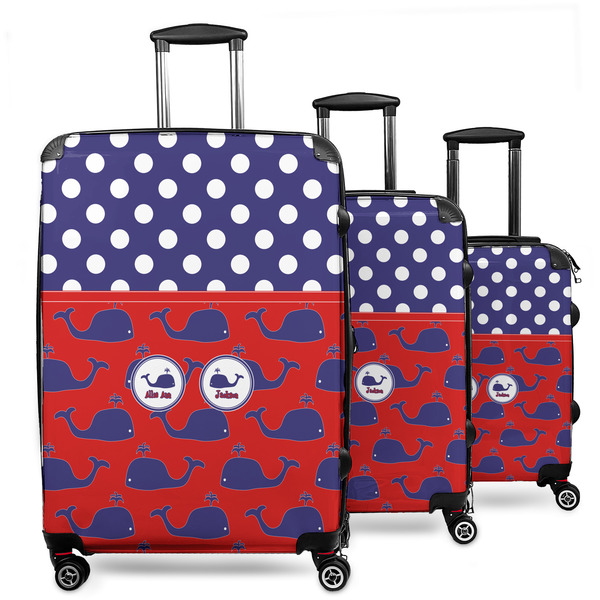 Custom Whale 3 Piece Luggage Set - 20" Carry On, 24" Medium Checked, 28" Large Checked (Personalized)