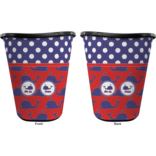 Whale Trash Can Black - Front and Back - Apvl