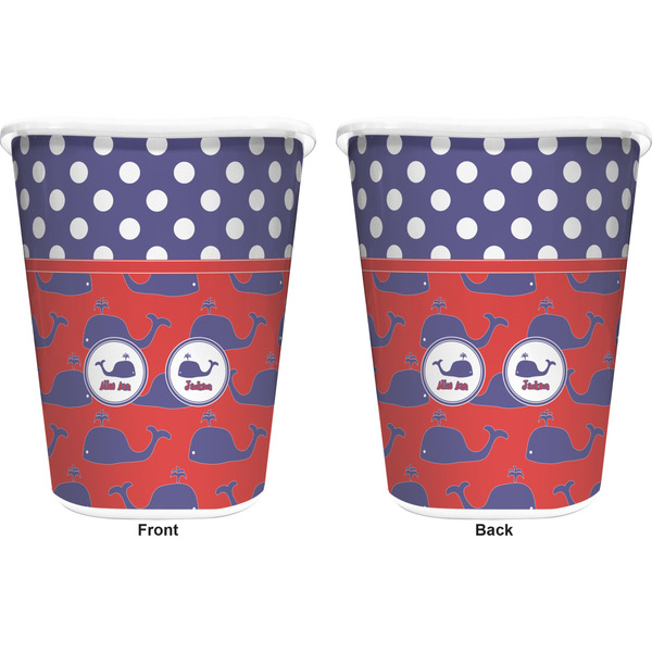 Whale Trash Can White - Front and Back - Apvl