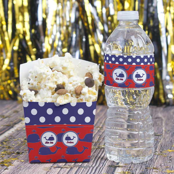 Whale Water Bottle Label - w/ Favor Box