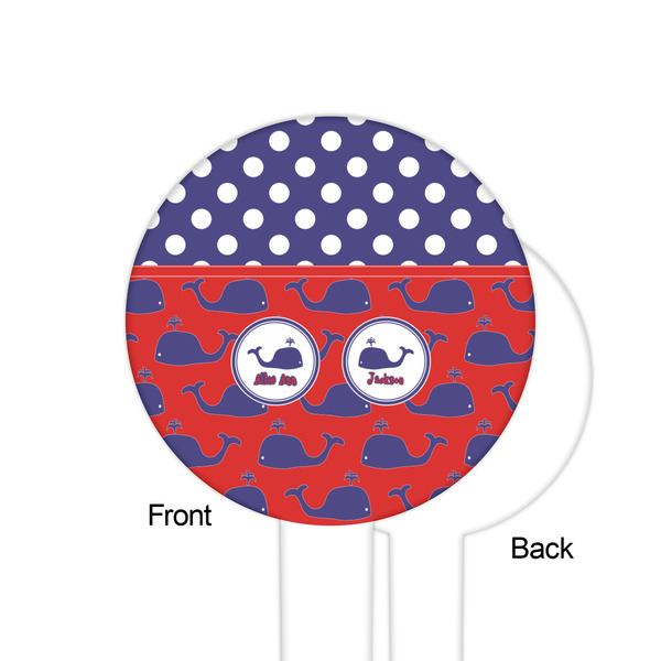 Whale White Plastic 6" Food Pick - Round - Single Sided - Front & Back