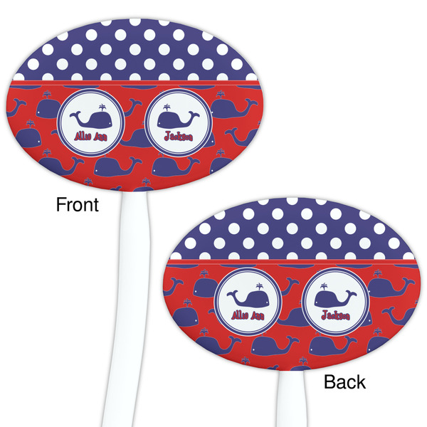 Whale White Plastic 7" Stir Stick - Double Sided - Oval - Front & Back