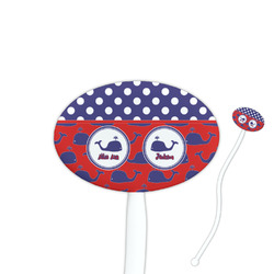 Whale 7" Oval Plastic Stir Sticks - White - Single Sided (Personalized)