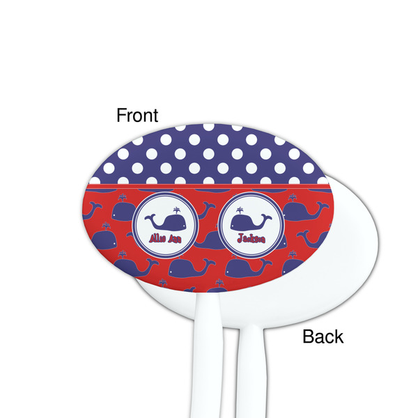 Whale White Plastic 7" Stir Stick - Single Sided - Oval - Front & Back