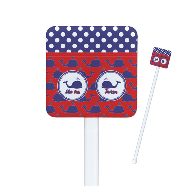 Custom Whale Square Plastic Stir Sticks - Double Sided (Personalized)