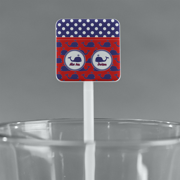 Whale White Plastic Stir Stick - Square - Main