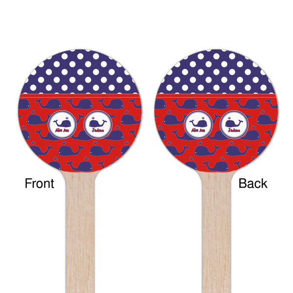 Whale Wooden 7.5" Stir Stick - Round - Double Sided - Front & Back