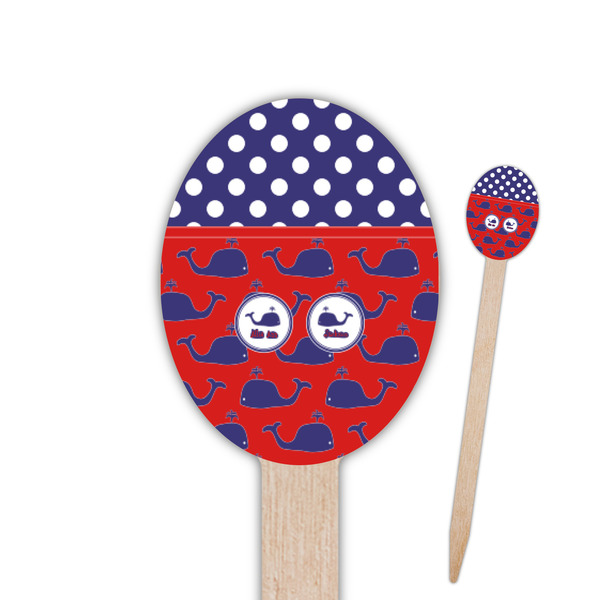 Custom Whale Oval Wooden Food Picks (Personalized)